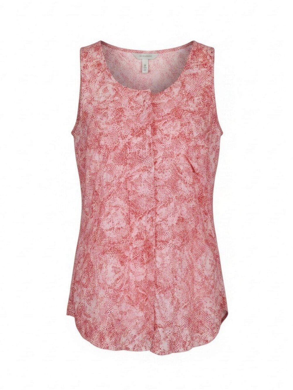 Smart Set Soft Red-Pink White Printed Sleeveless Tank Button Down Shirt, *M